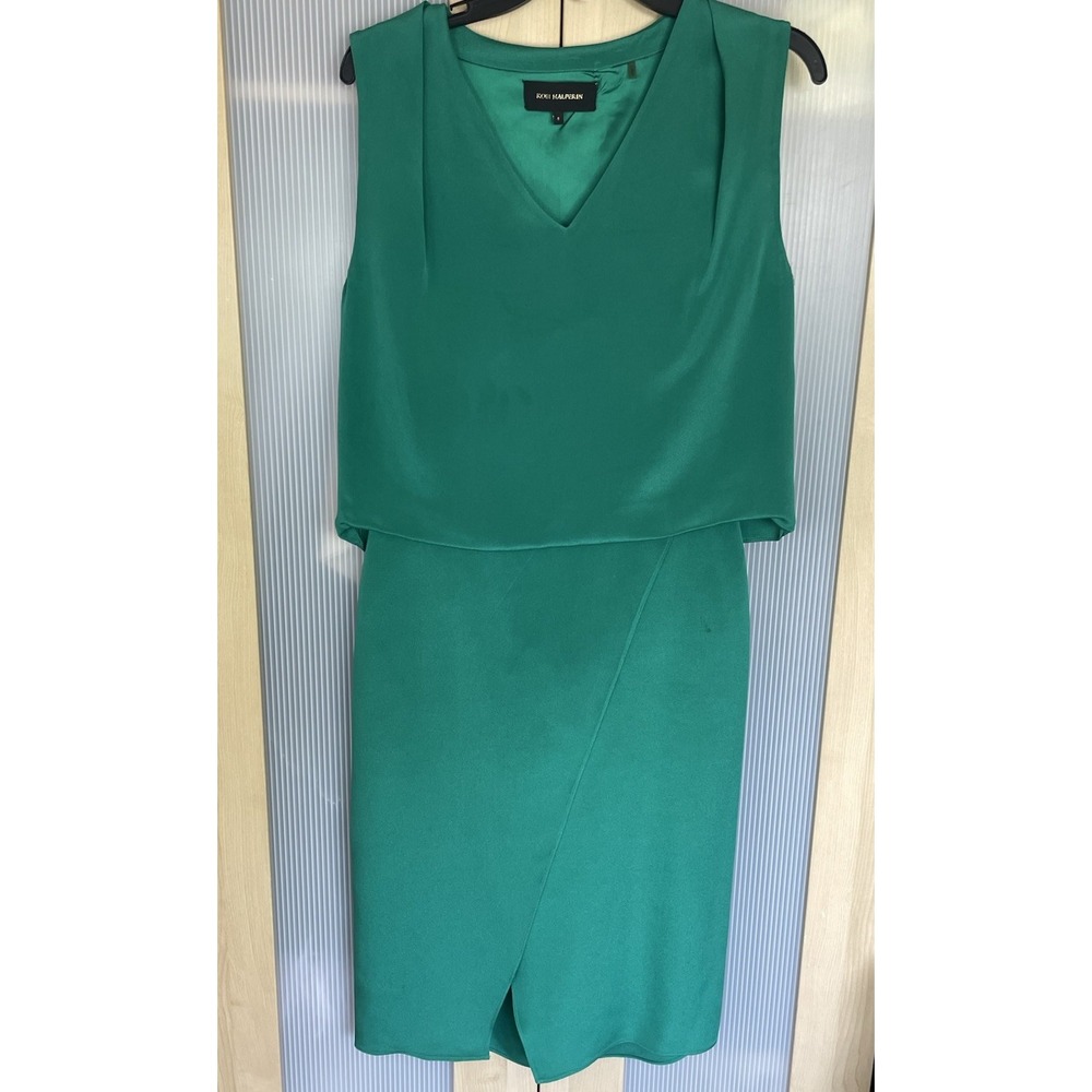 Kobi Halperin Kelly Green Shift Silk Dress US 4 Designer Party Wedding Luxury - Picture 2 of 8